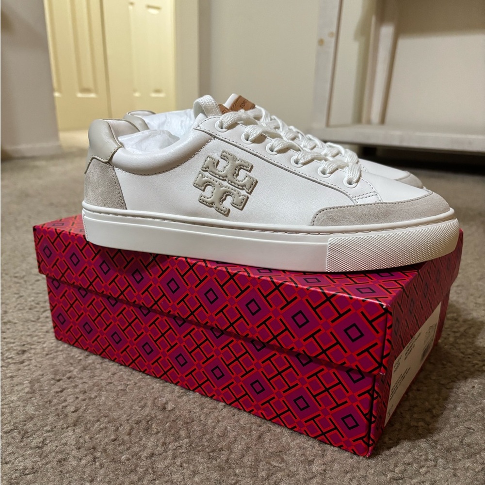 Tory Burch White and Tan Sneakers- brand new! Size 8